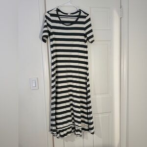 GAP Army Green and White Striped Midi Dress